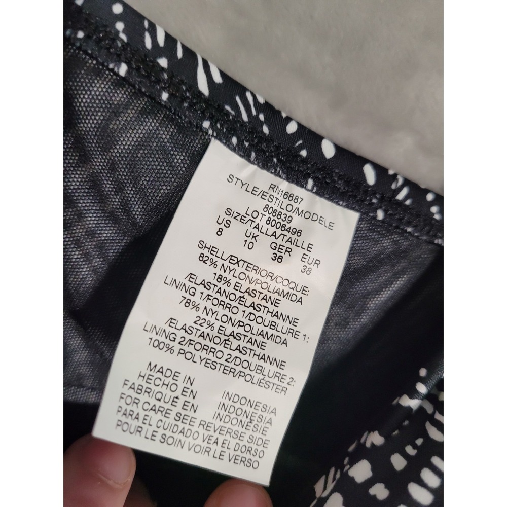 Swim Solutions Womens Front Bow Swimdress Black/White Abstract Design Sz 8 - Picture 5 of 7
